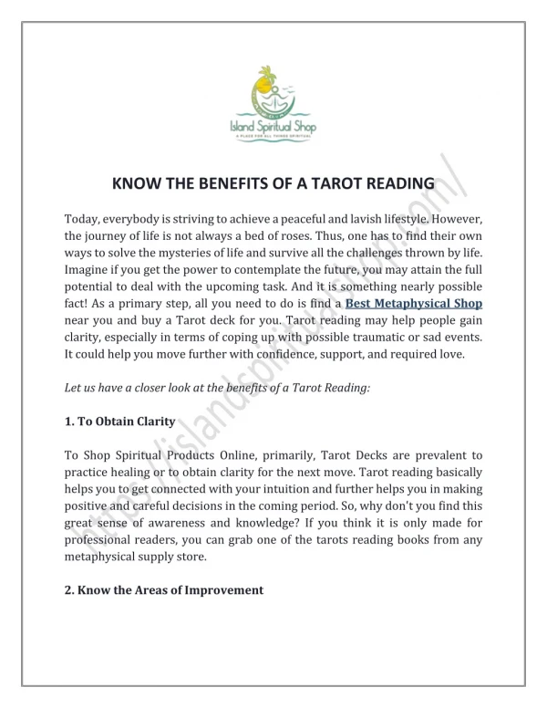 KNOW THE BENEFITS OF A TAROT READING