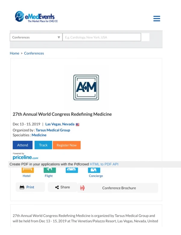 27th Annual World Congress Redefining Medicine | eMedEvents