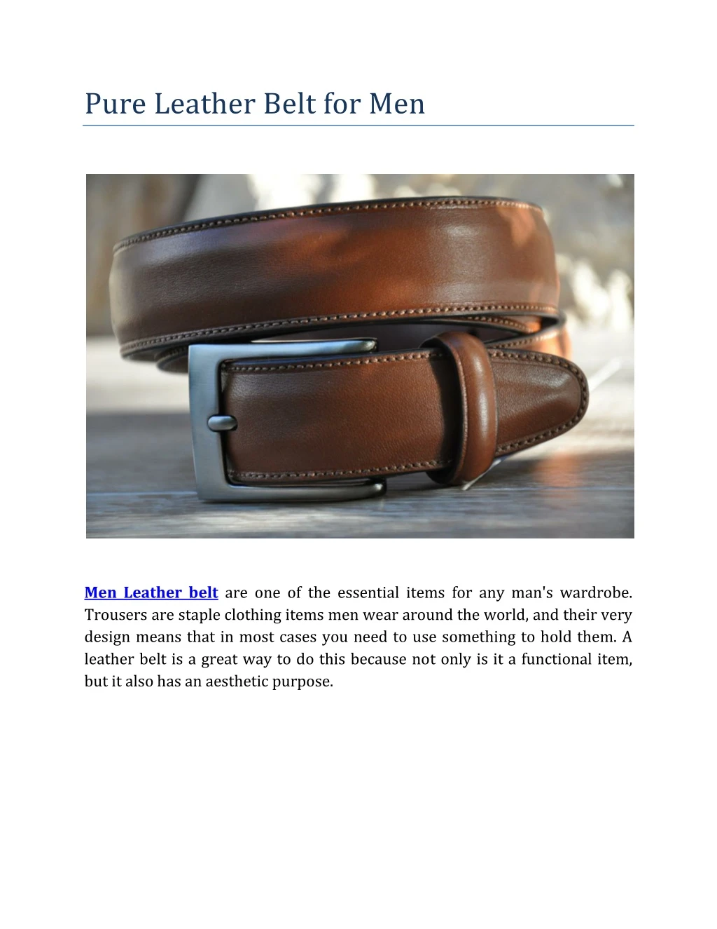 pure leather belt for men