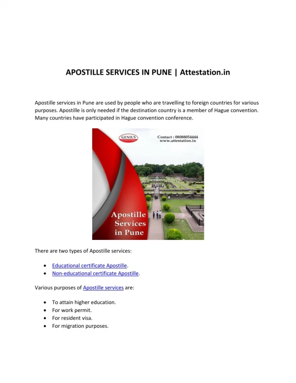 Apostille Services in Pune | Attestation.in