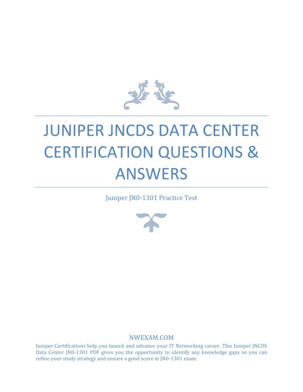 Juniper JNCDS Data Center (JN0-1301) Certification Questions & Answers