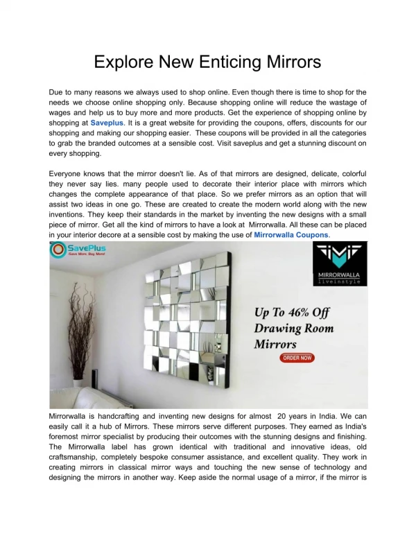 Explore New Enticing Mirrors