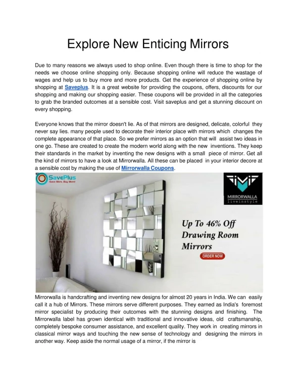 Explore New Enticing Mirrors