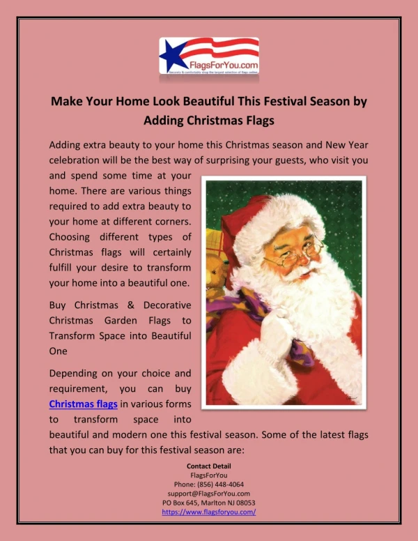 Make Your Home Look Beautiful This Festival Season by Adding Christmas Flags