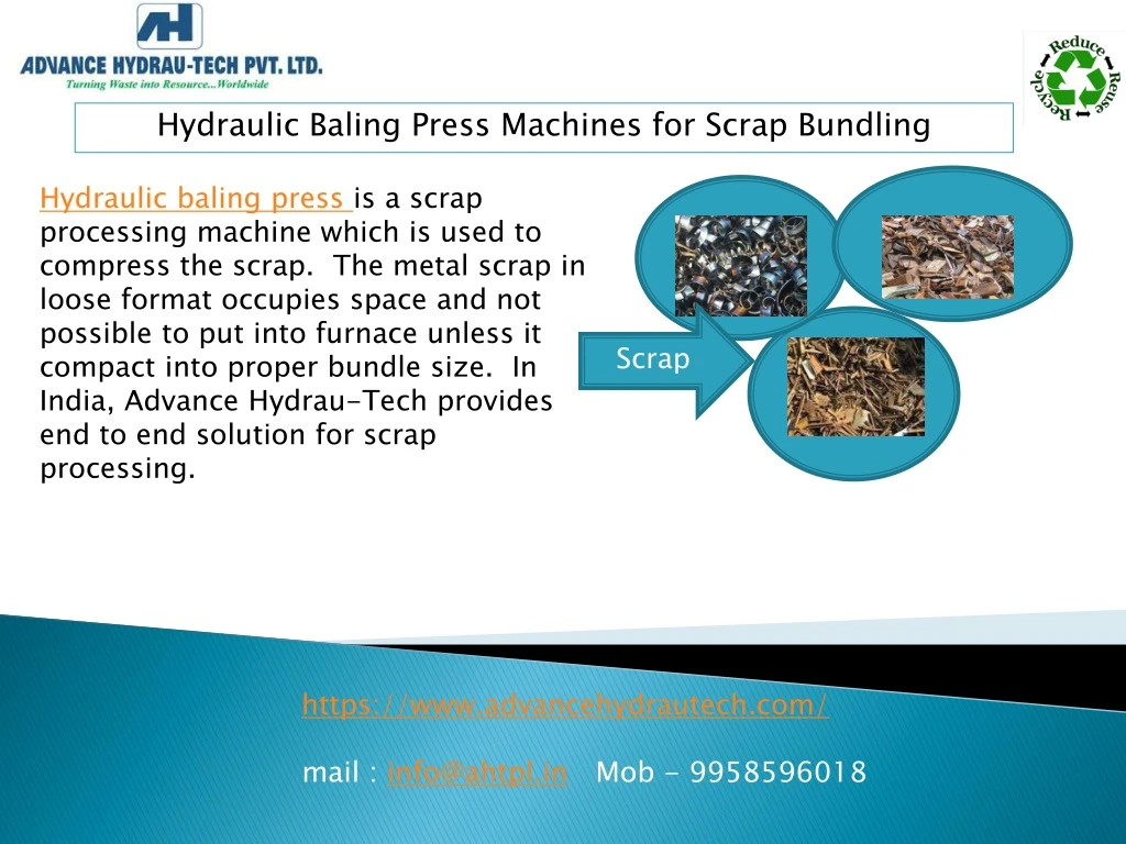 hydraulic baling press machines for scrap bundling