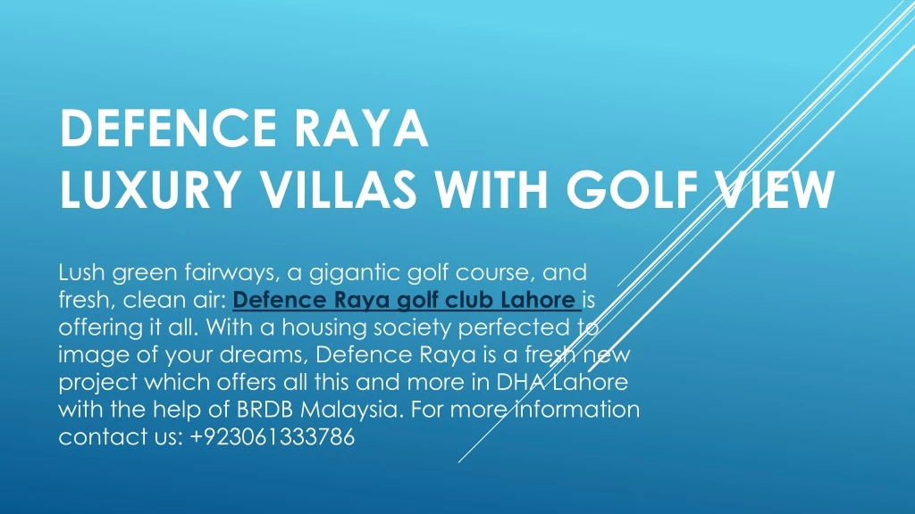 d efence raya luxury villas with golf view