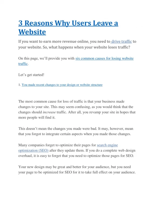 3 Reasons Why Users Leave a Website