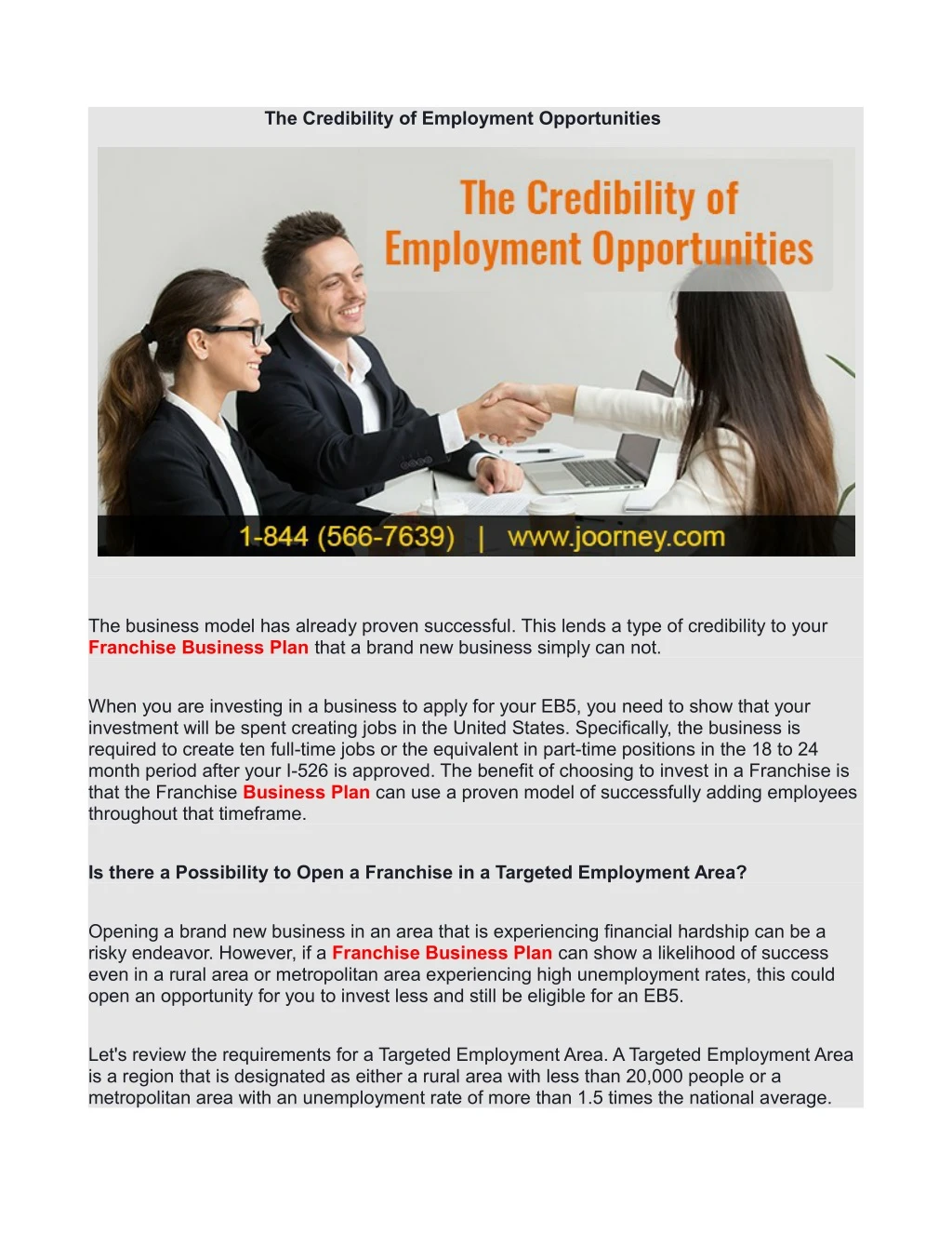 the credibility of employment opportunities