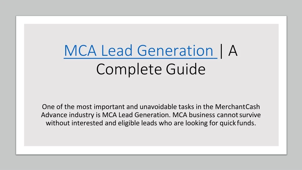 mca lead generation a complete guide