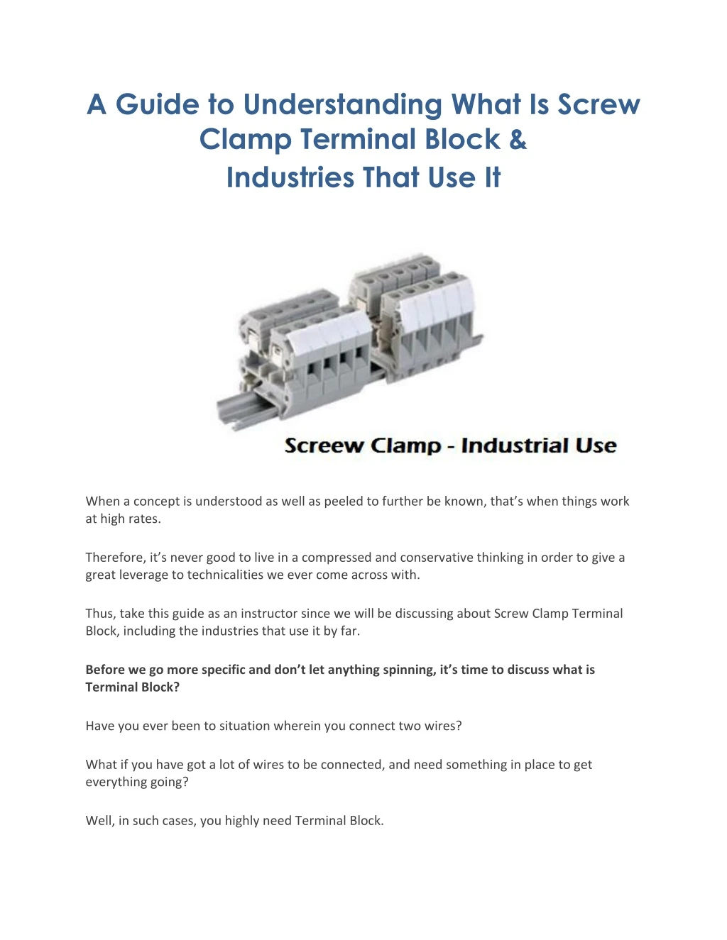 a guide to understanding what is screw clamp