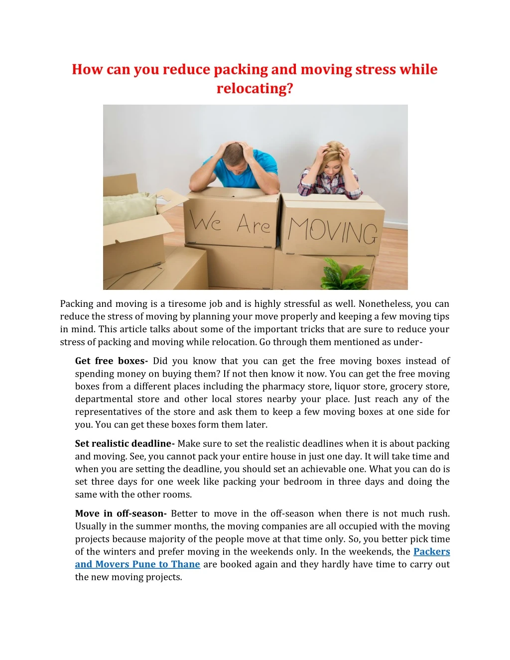 how can you reduce packing and moving stress