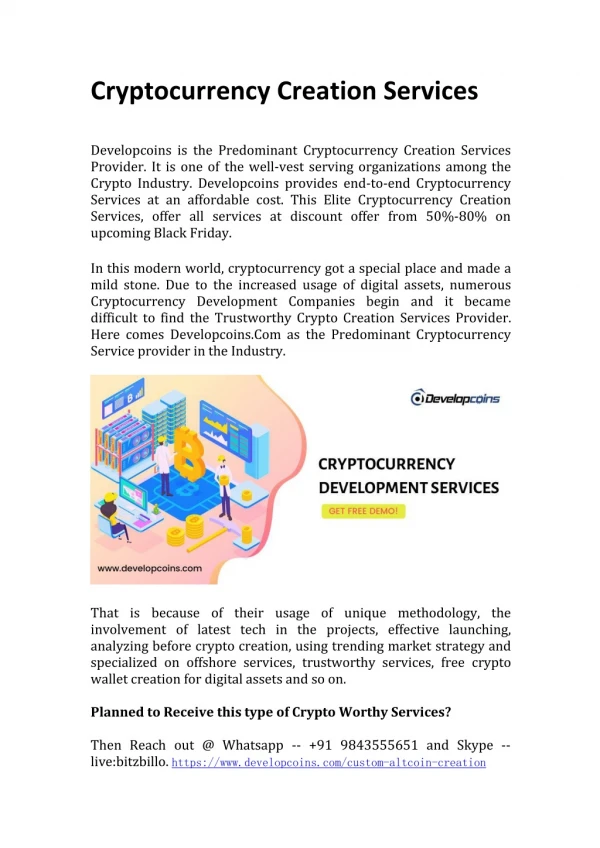 cryptocurrency creation services