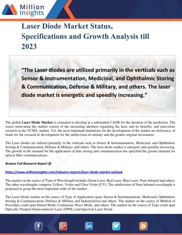 laser diode market status specifications