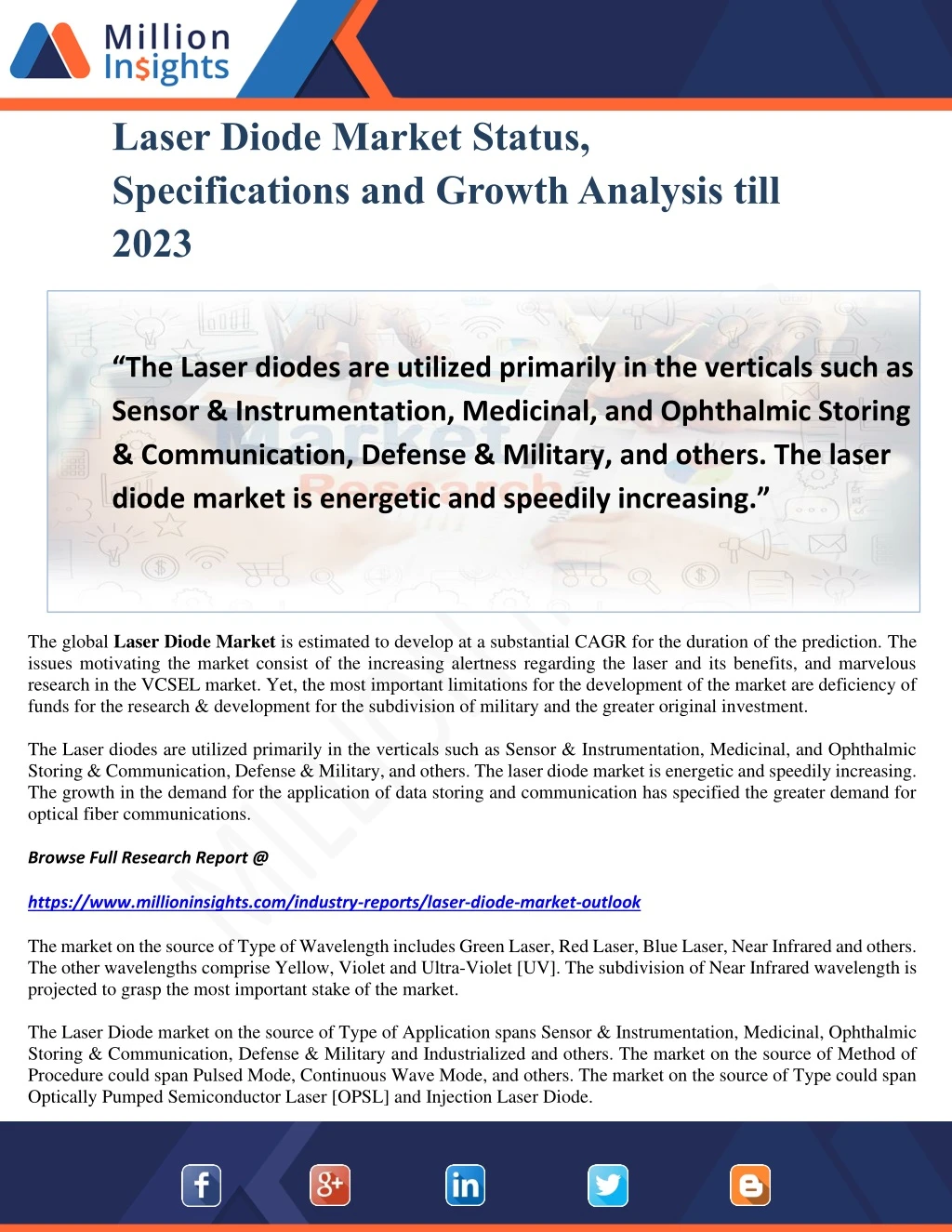 laser diode market status specifications