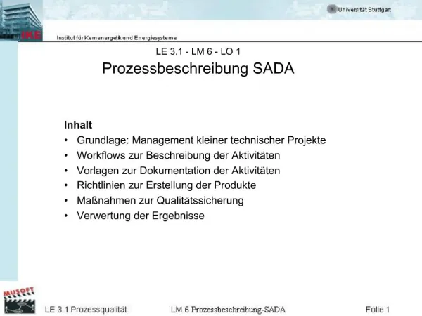 LE 3.1 - LM 6 - LO 1 Prozessbeschreibung SADA