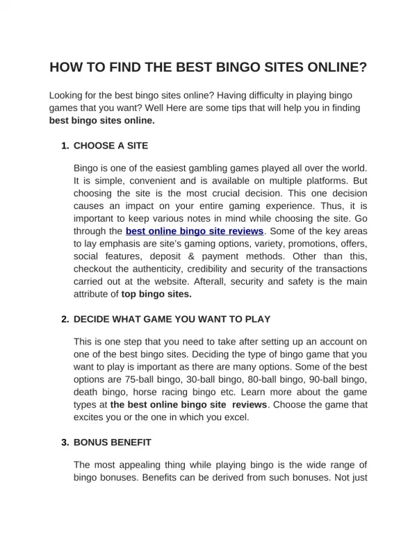 How To Find The Best Bingo Sites Online by Bingonice