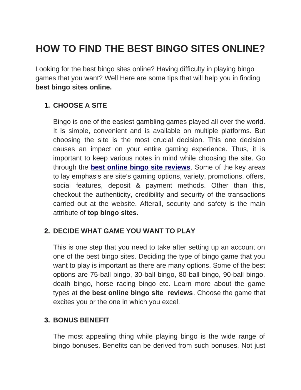 how to find the best bingo sites online