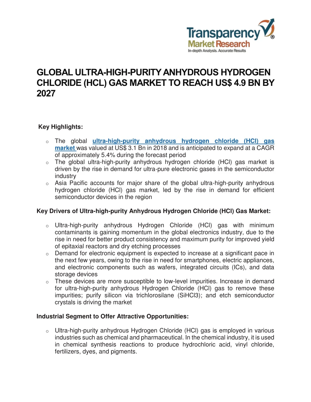 global ultra high purity anhydrous hydrogen