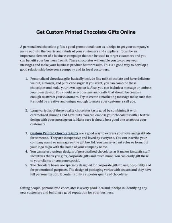 Get Custom Printed Chocolate Gifts Online