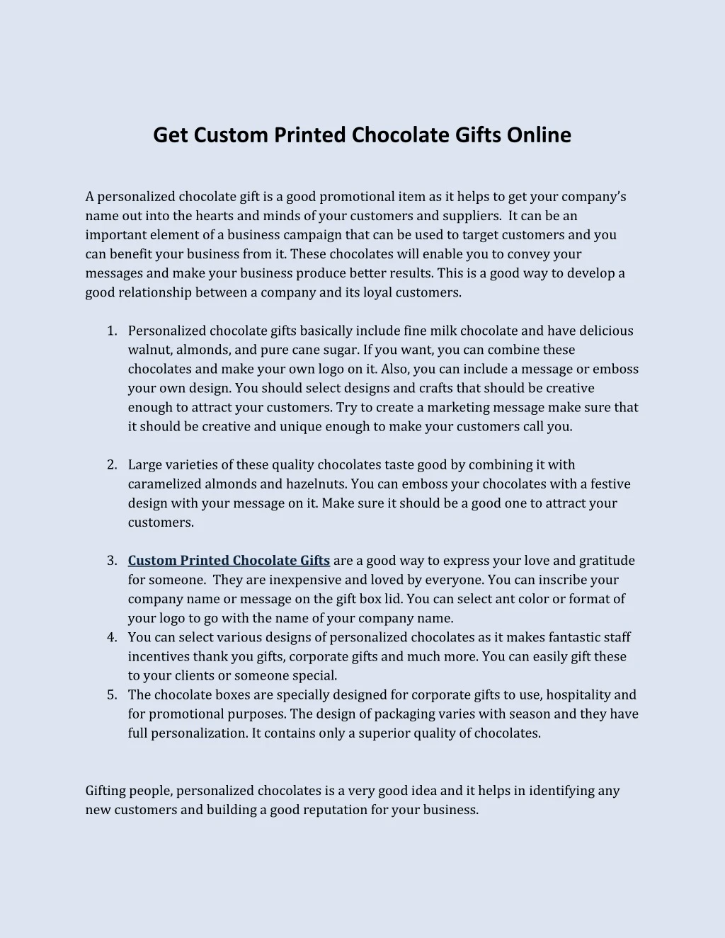 get custom printed chocolate gifts online