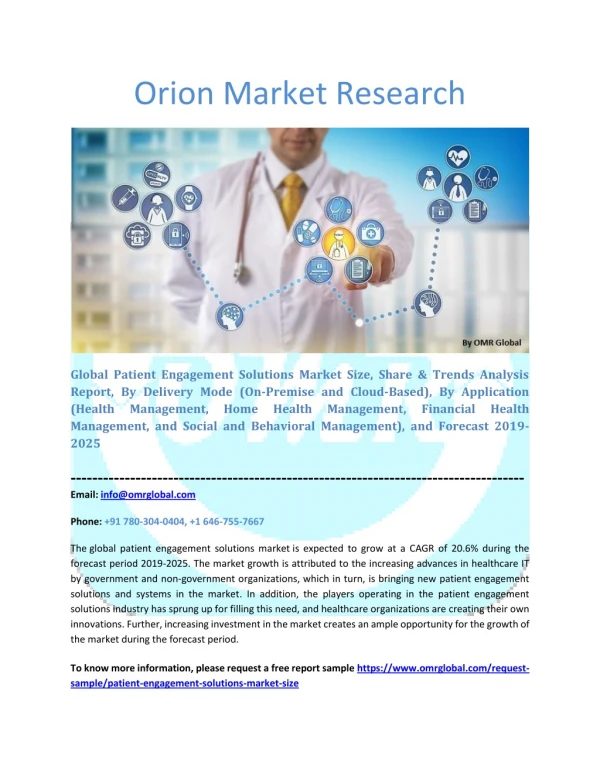 Patient Engagement Solutions Market: Industry Growth, Size, Share and Forecast 2019-2025