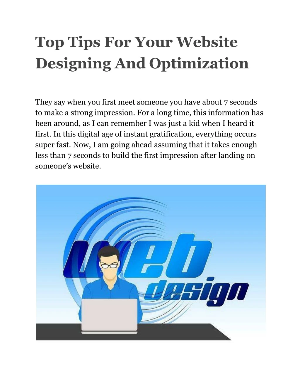 top tips for your website designing and optimization