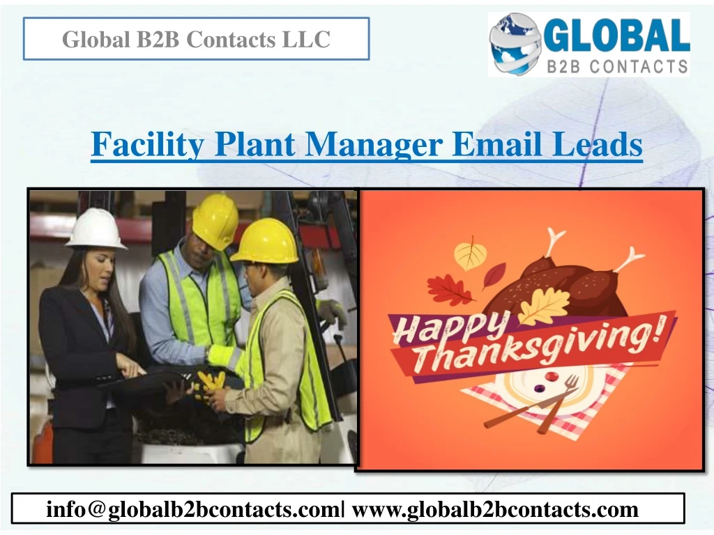 facility plant manager email leads