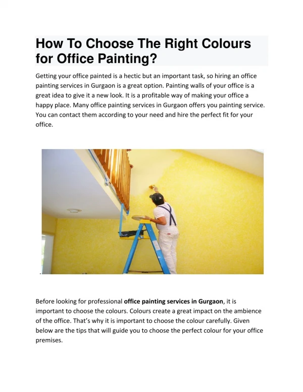 How To Choose The Right Colours for Office Painting?