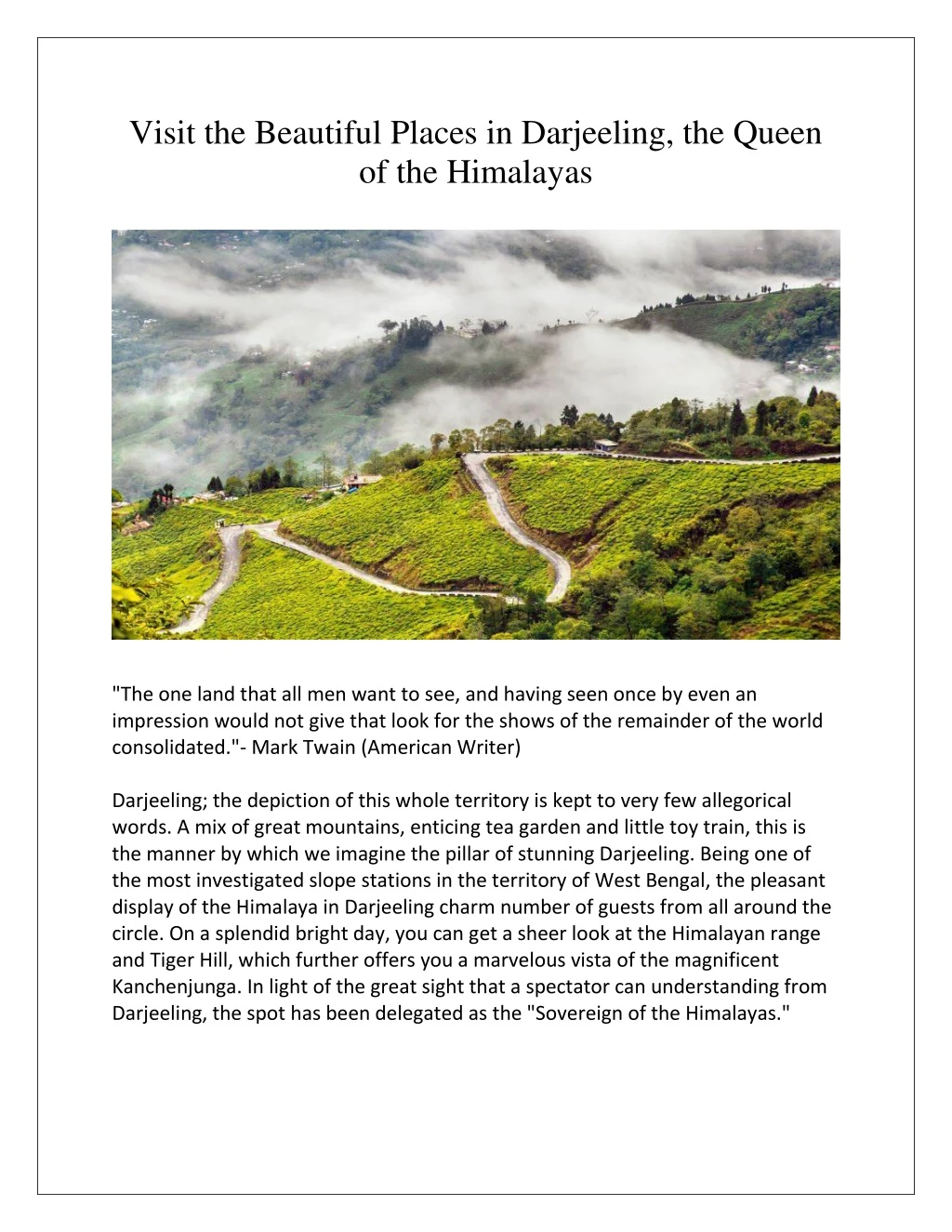 visit the beautiful places in darjeeling