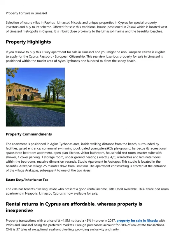 property for sale in cyprus paphos area and Cyprus Citizenship By Investment