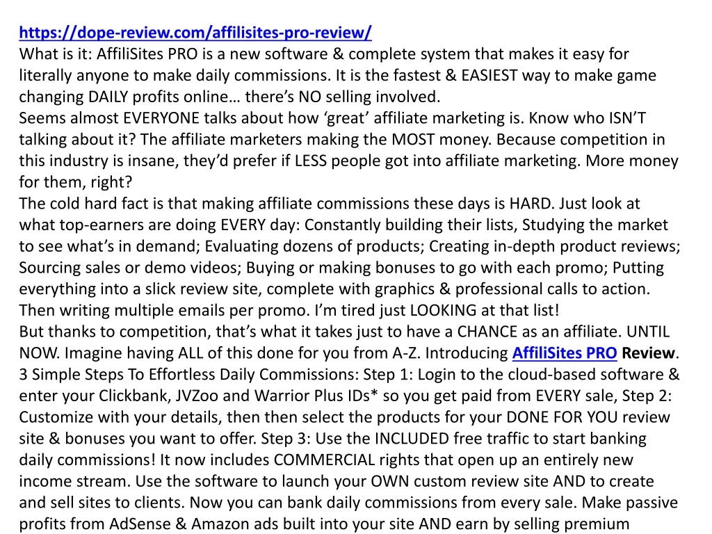 https dope review com affilisites pro review what