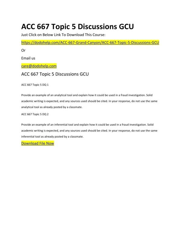 ACC 667 Topic 5 Discussions GCU