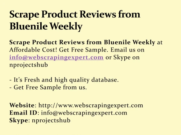 scrape product reviews from bluenile weekly