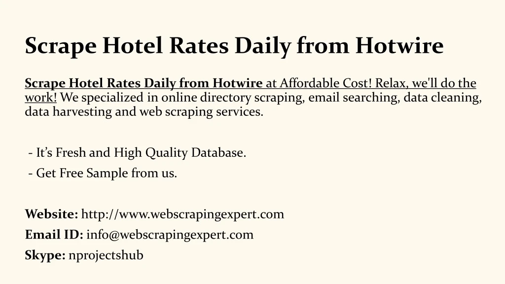 scrape hotel rates daily from hotwire