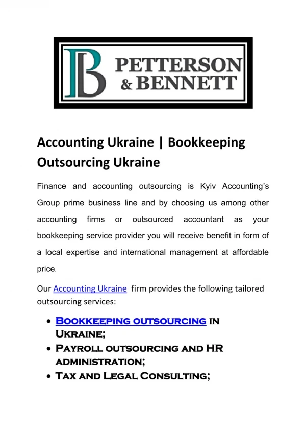 Bookkeeping Outsoursing Ukraine Preparation Of Financial Statements Or Review Of Financial Reports.