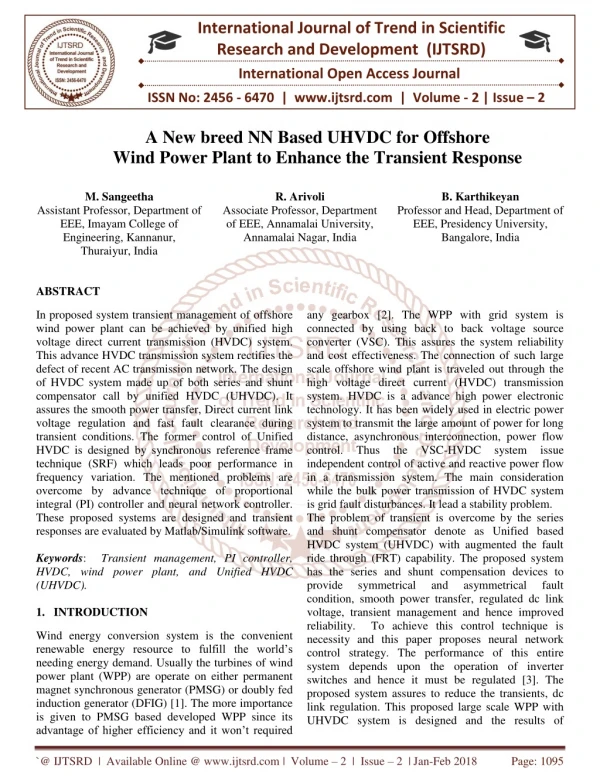 A New breed NN Based UHVDC for Offshore Wind Power Plant to Enhance the Transient Response