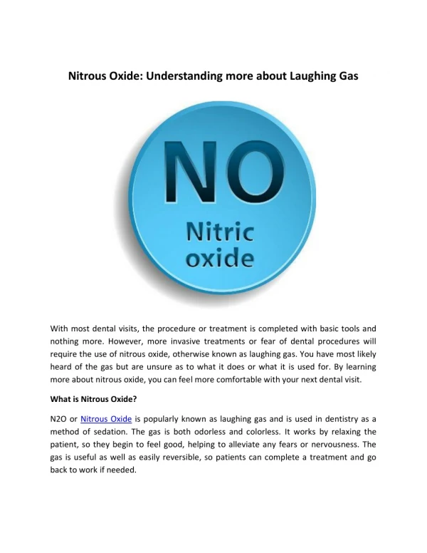 Nitrous Oxide: Understanding more about Laughing Gas