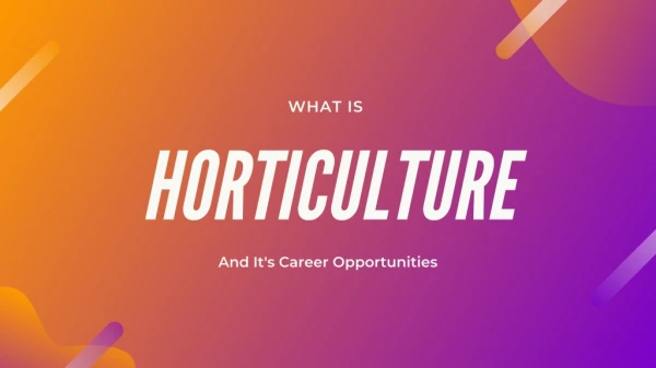What is Horticulture and It's Career Opportunities