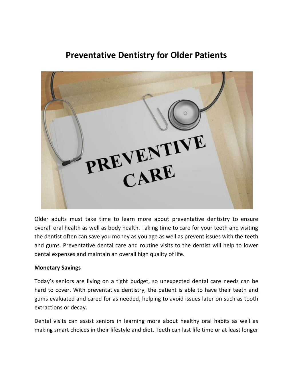 preventative dentistry for older patients