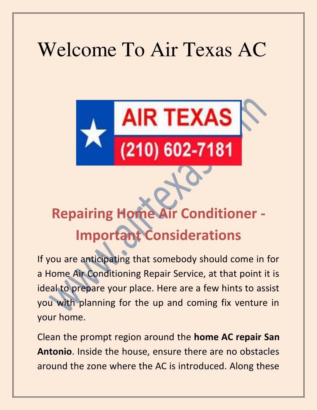 welcome to air texas ac