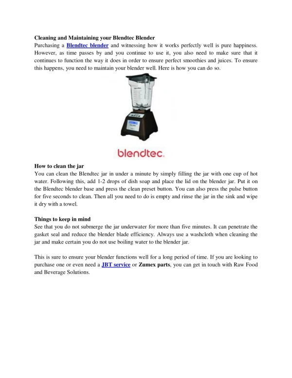 Cleaning and Maintaining your Blendtec Blender