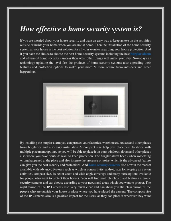 How effective a home security system is?