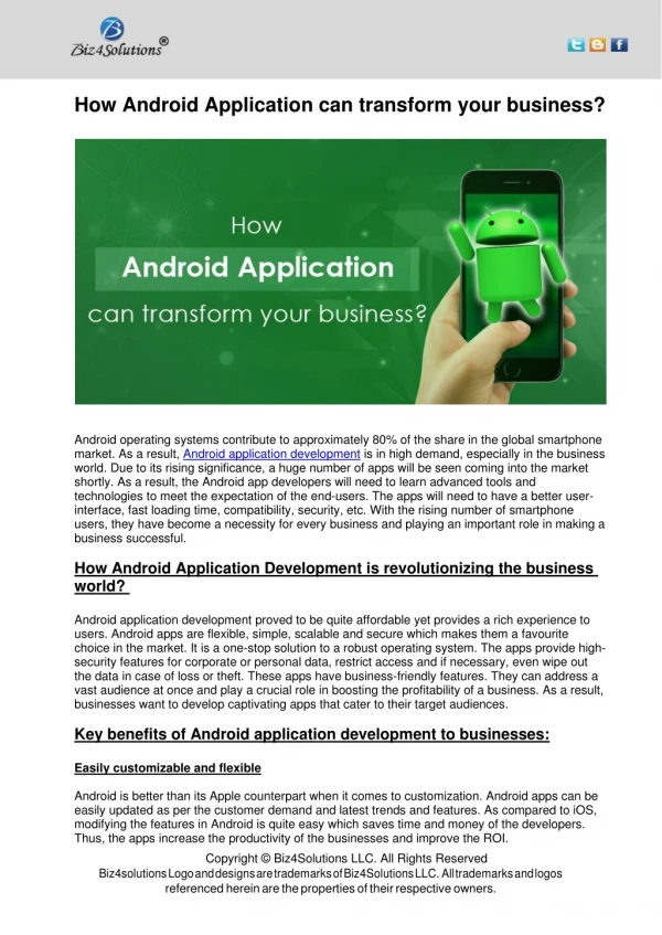 How Android Application can transform your business
