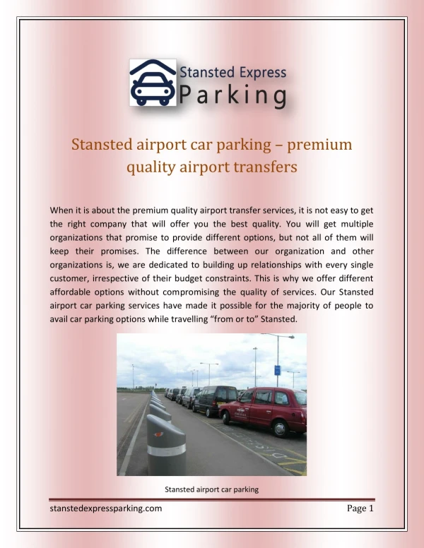 Stansted airport car parking – premium quality airport transfers