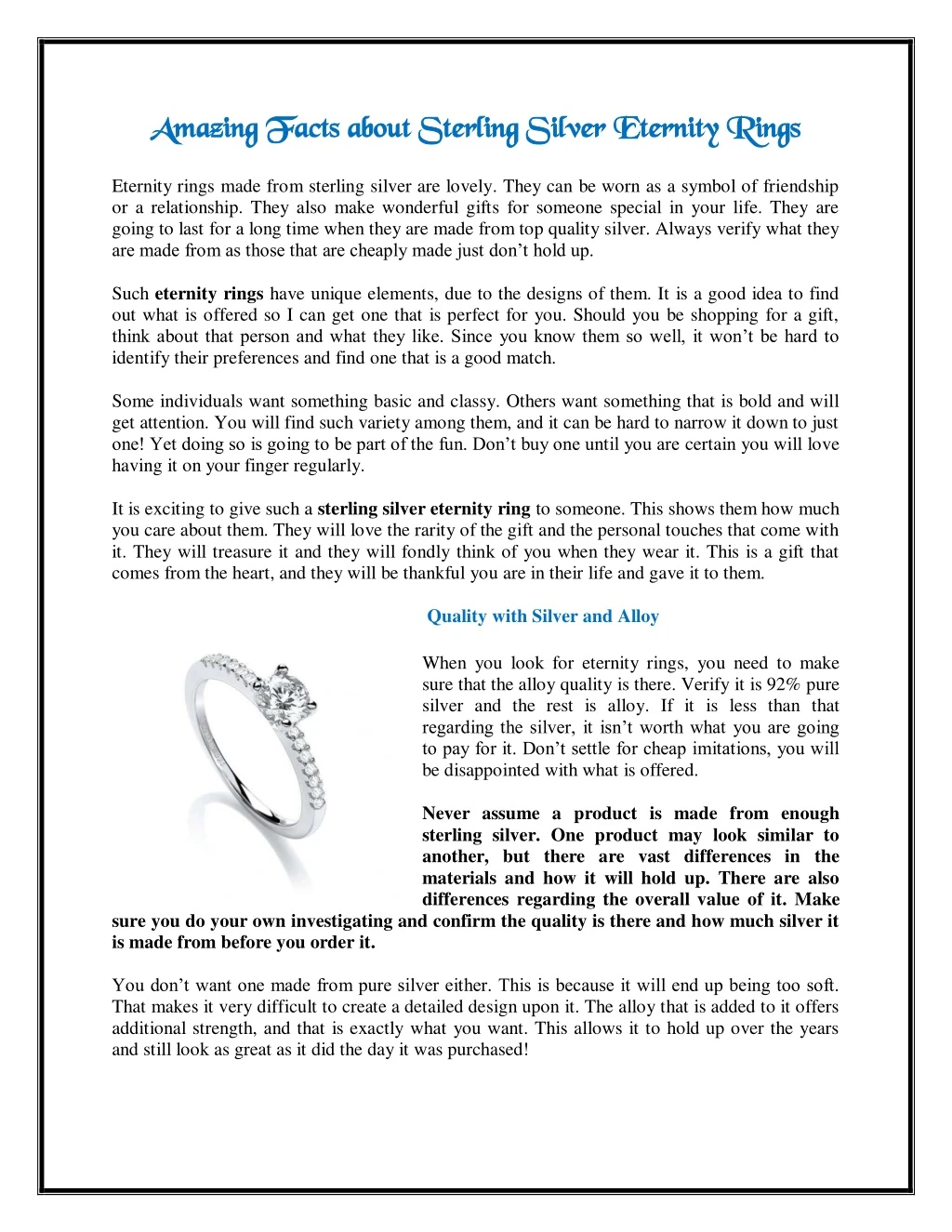 amazing facts about sterling silver eternity