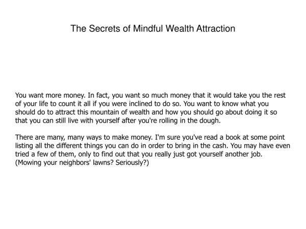 The Secrets of Mindful Wealth Attraction