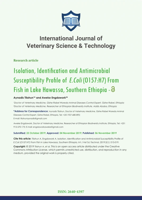 International Journal of Veterinary Science & Technology