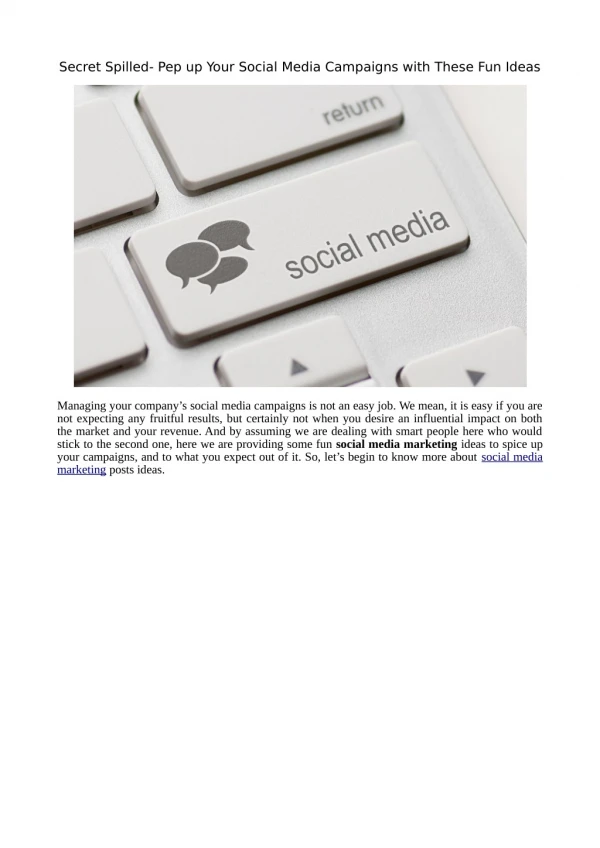 Pep up Your Social Media Campaigns with These Fun Ideas