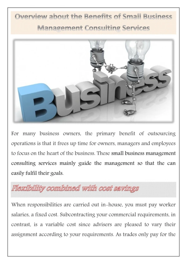 Overview about the Benefits of Small Business Management Consulting Services