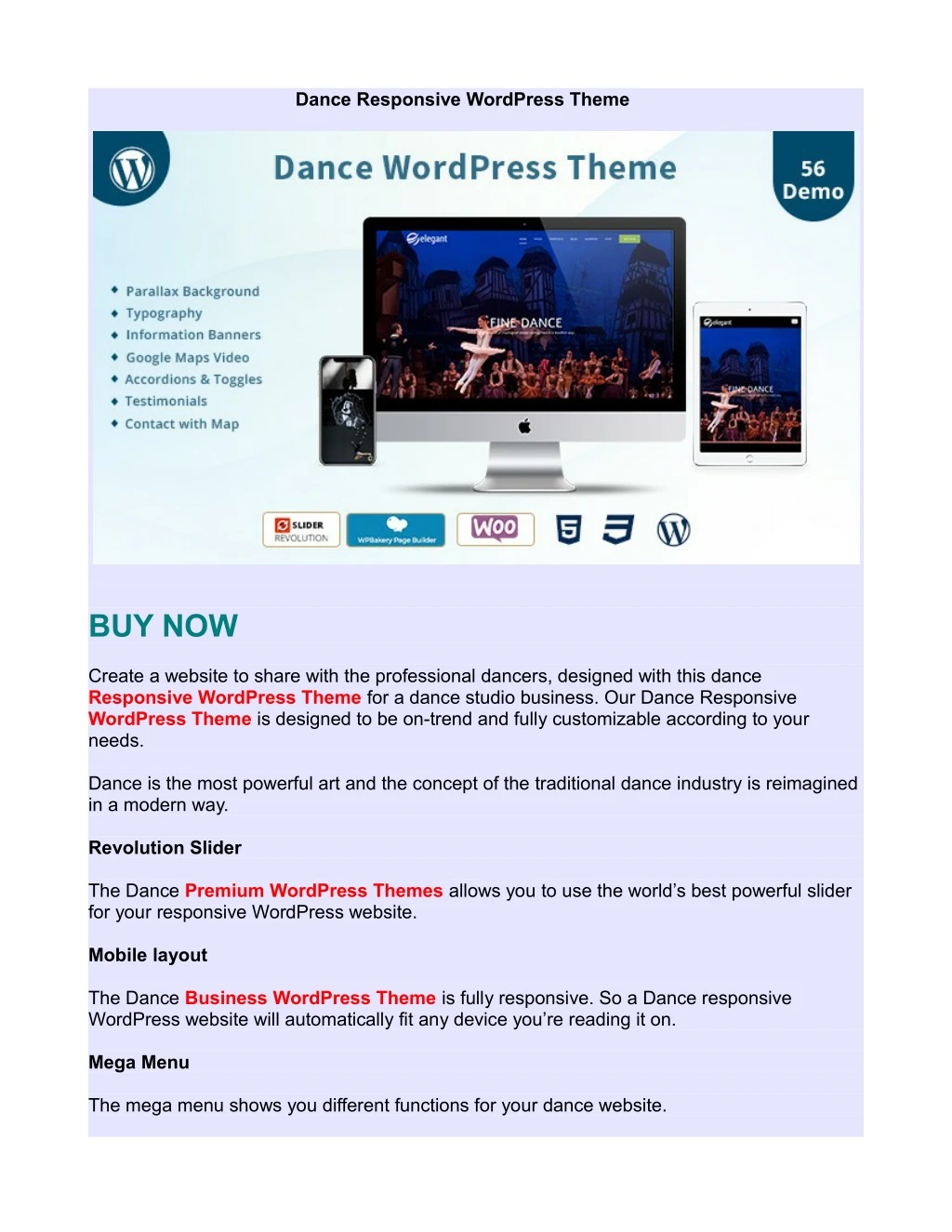 dance responsive wordpress theme